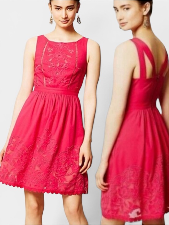 Anthropologie Dresses & Skirts - Anthropologie Moulinette Soeurs Rhododendron Dress Pink Embroidered Lace Size 8